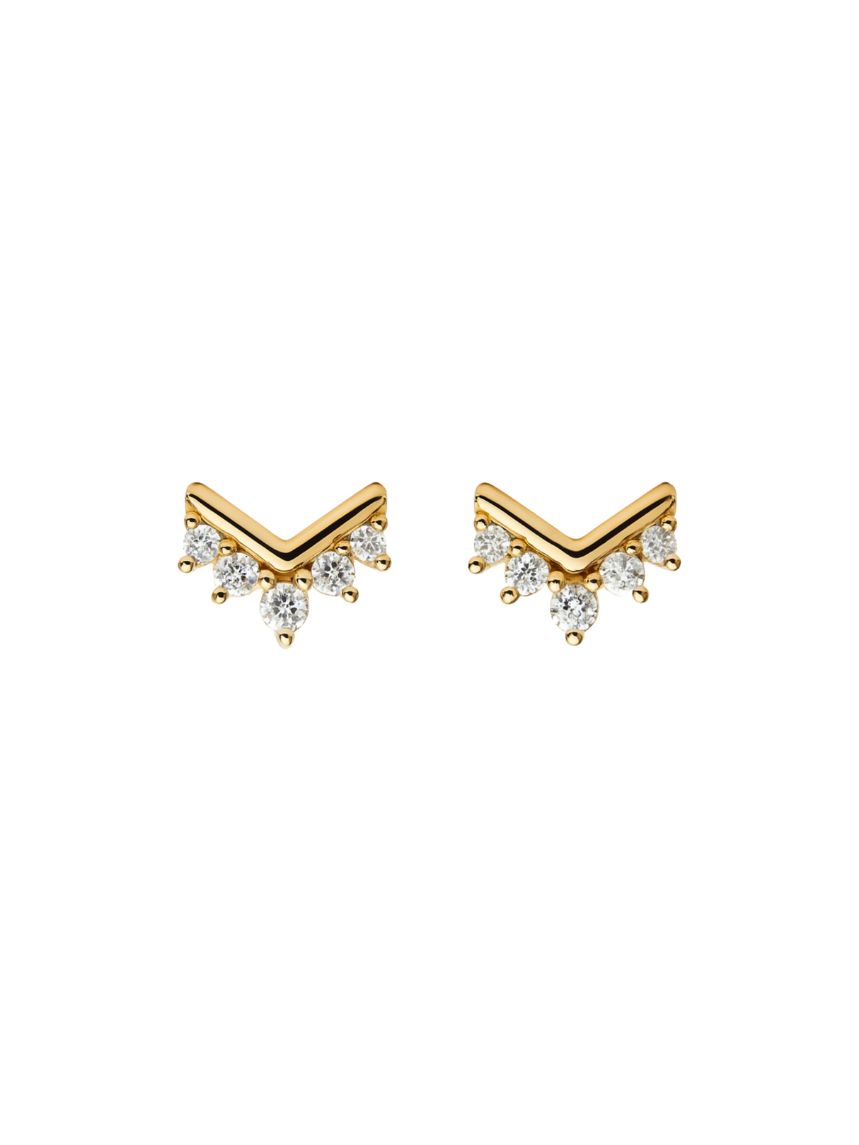 Add sparkle to your look with the Villa Stud chevron earrings by Kinsey Designs Archives, featuring five small round clear gemstones per earring. Shop now during our Sample Sale!.