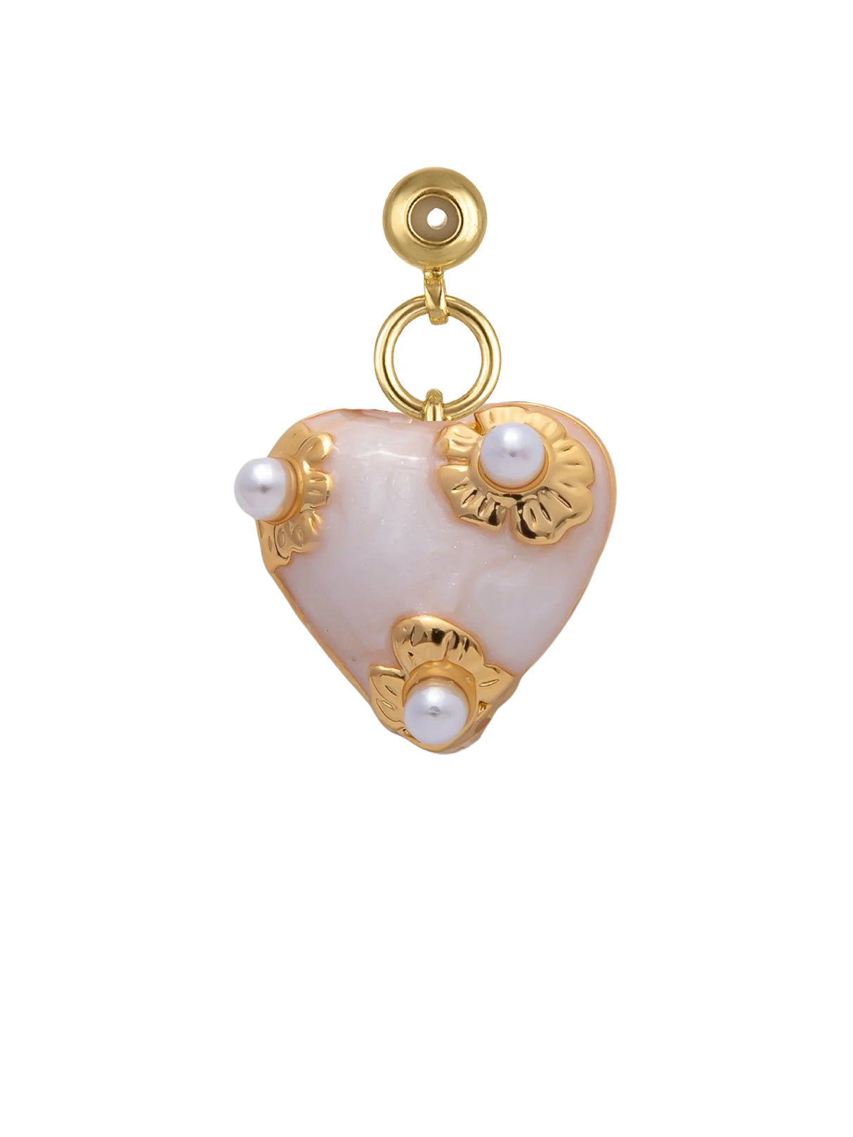 White Pearl Heart Grip Charm