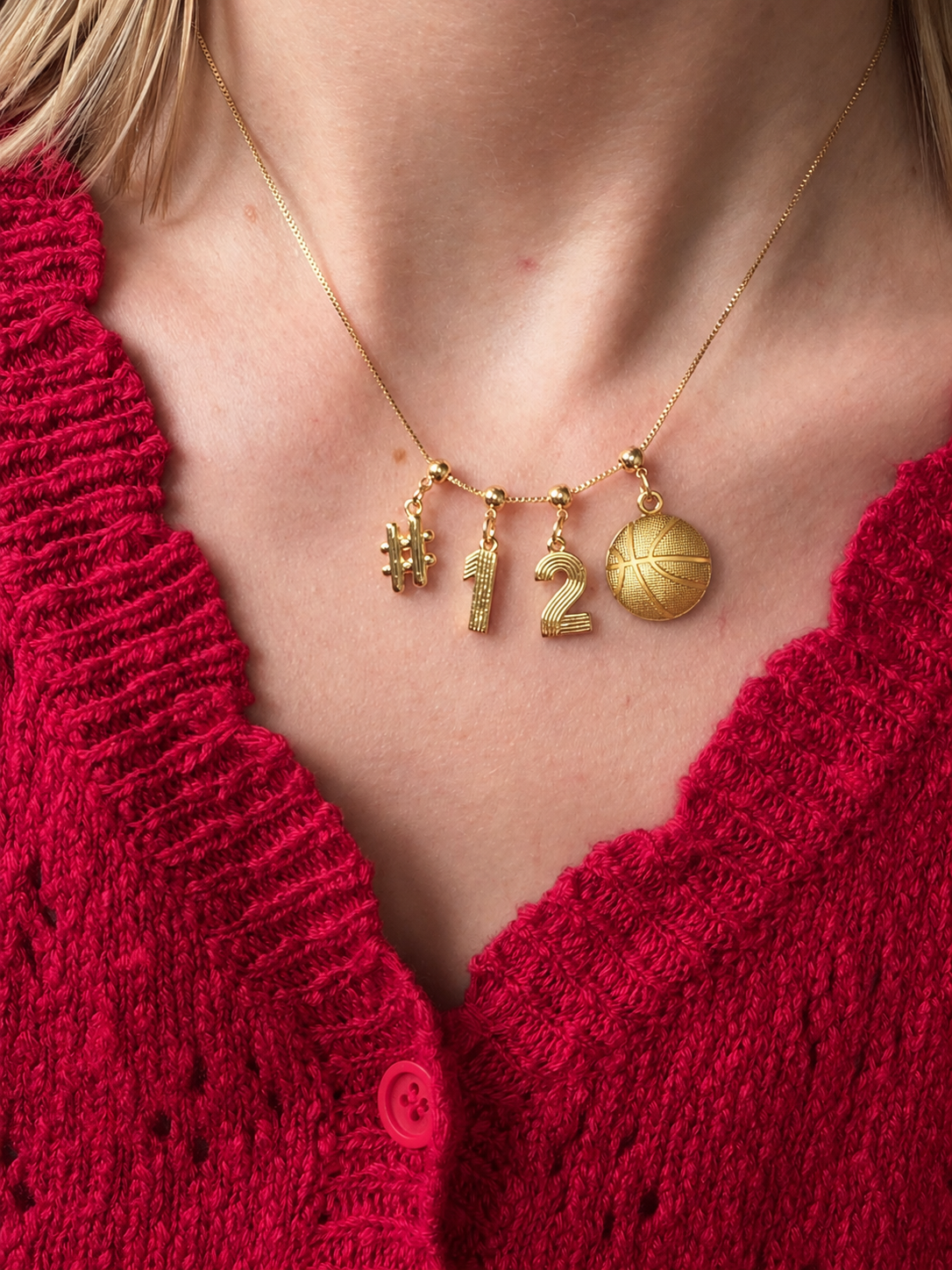 Basketball Charm Necklace with Groove Grip Numbers