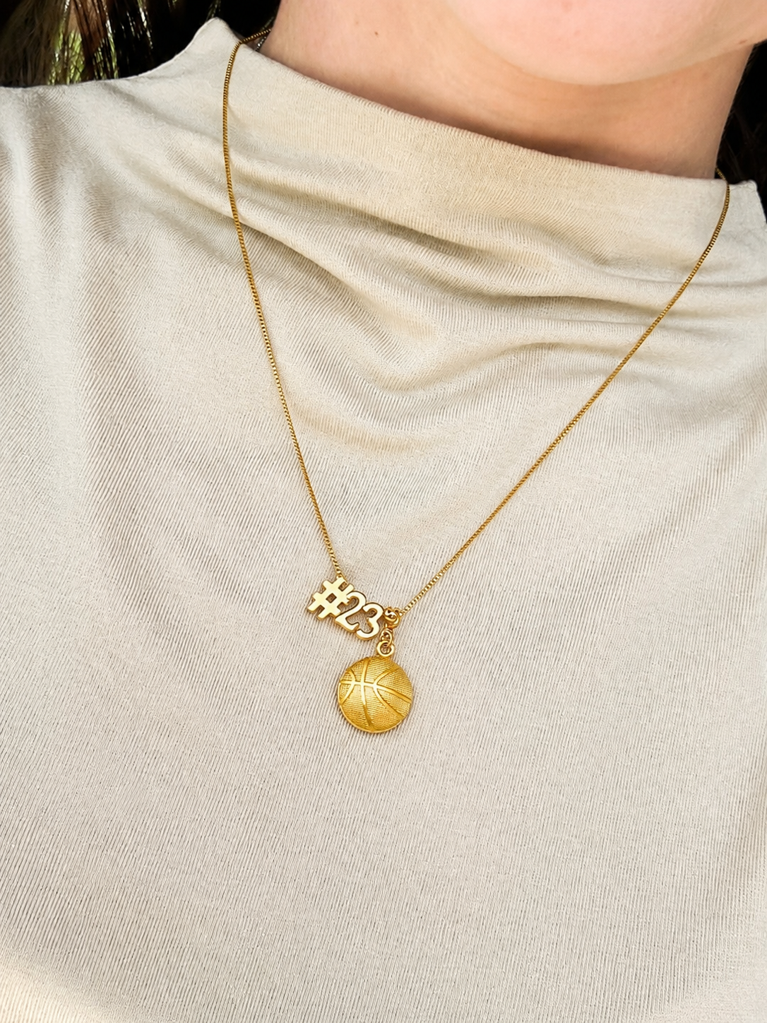 Basketball Charm Necklace with Slide Numbers
