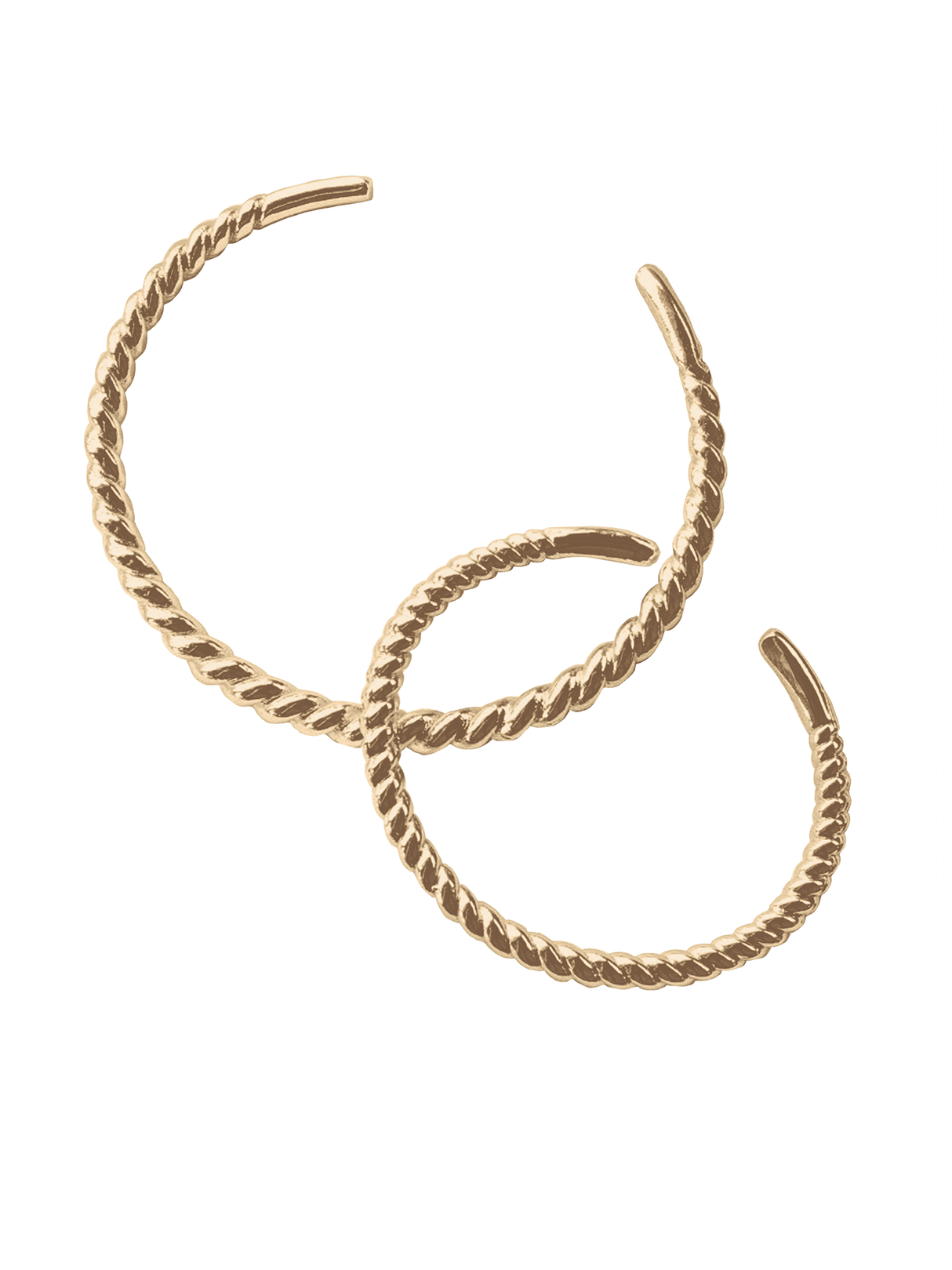 The Fallon Mama & Baby Cuff Set by Kinsey Designs features two overlapping gold twisted open cuff bracelets on a white background. These adjustable, nickel-free bracelets are ideal for comfortable and stylish everyday wear.