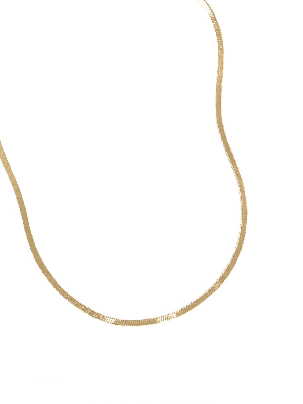 The Isla Necklace by Kinsey Designs Archives is an 18" gold filled herringbone chain, shown on a white background.