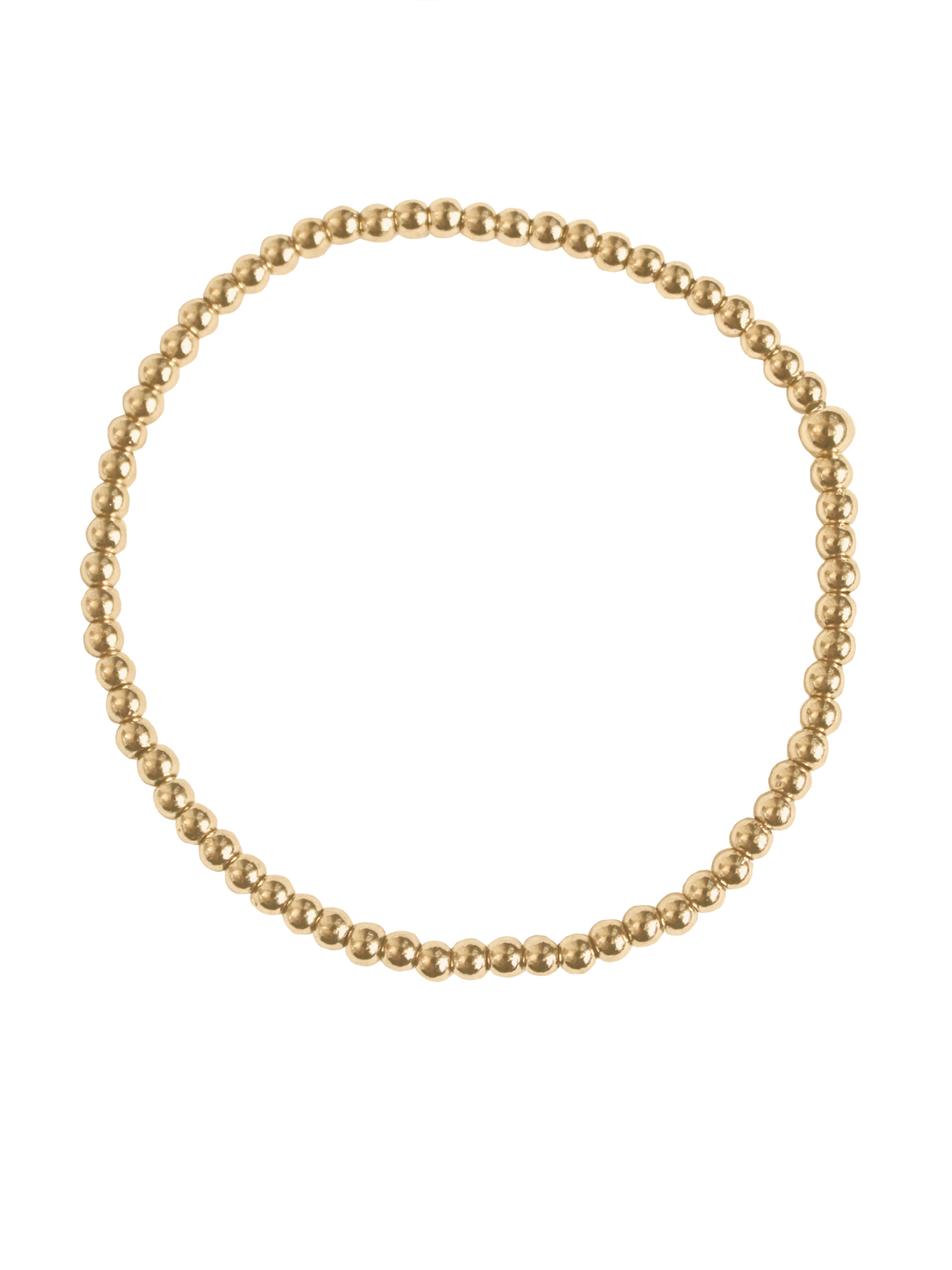 The Kinsey Designs Liam Stacking Bracelet, shown in a circular shape on a white background, features gold-filled beads and an adjustable stretch design for comfort. Available in multiple sizes.