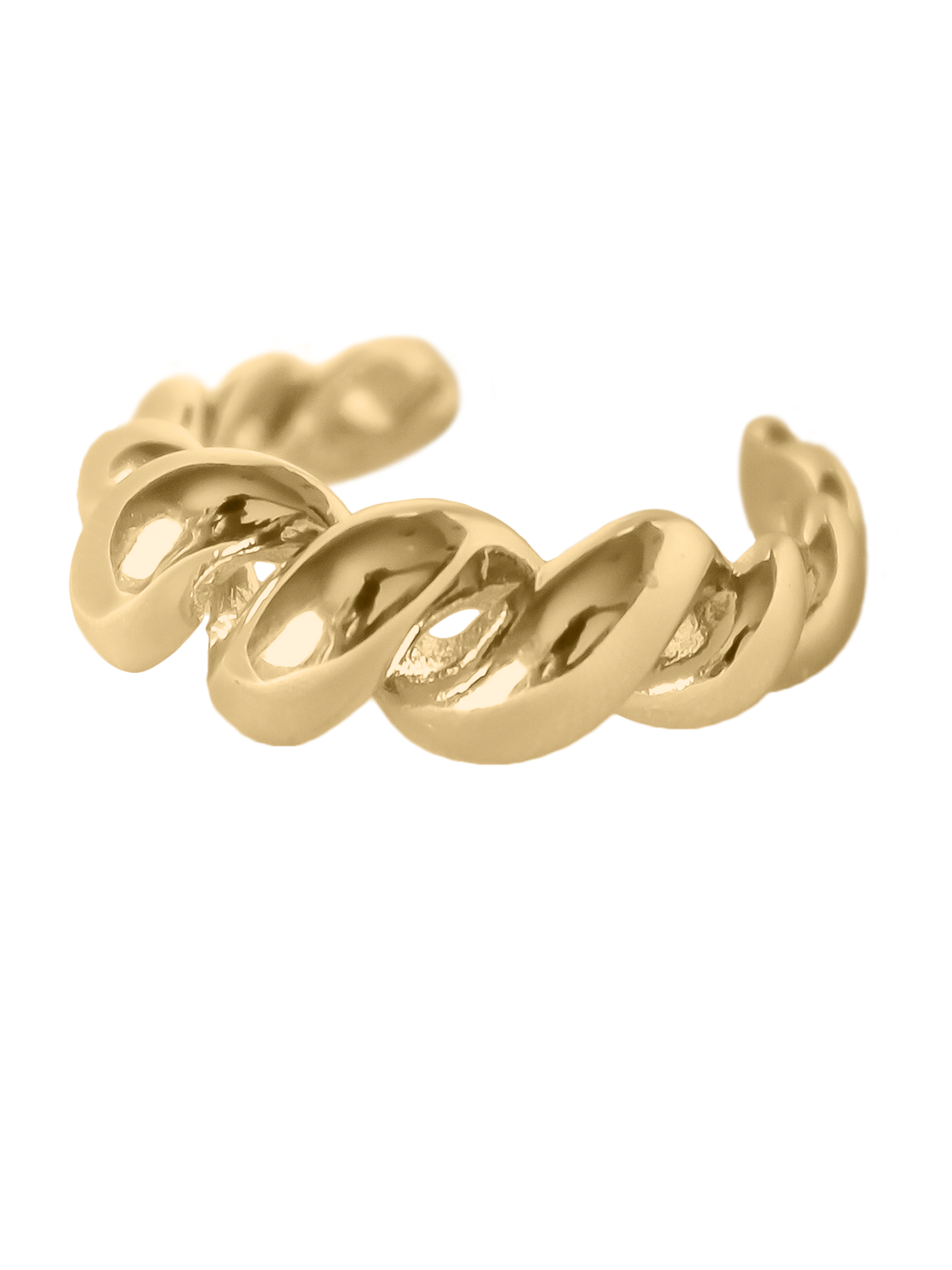 The Spyra Ring by Kinsey Designs is a gold filled, chunky spiral ring with a twisted open band and a polished finish, displayed on a white background.