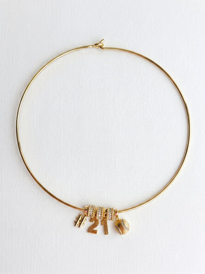 Lux Baseball Collar Necklace with Number Charms