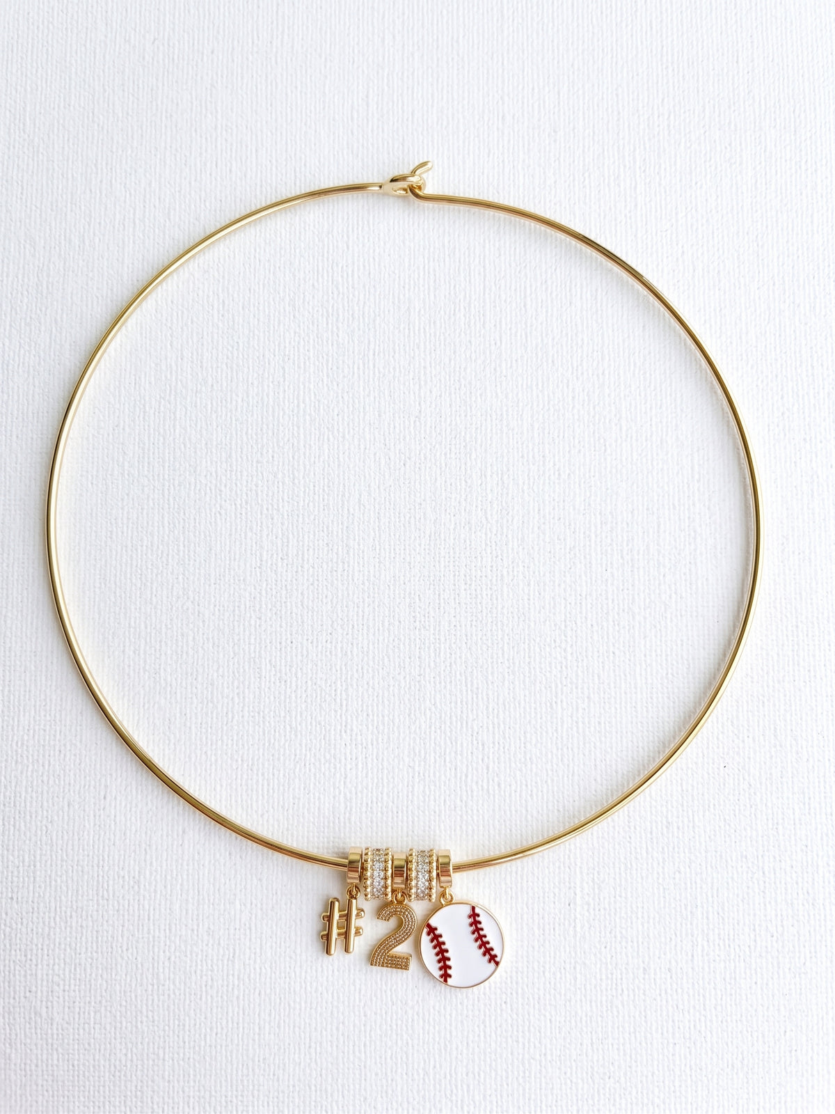 Red Baseball Collar Necklace with Number Charms