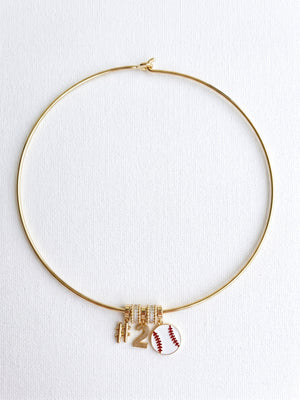 Red Baseball Collar Necklace with Number Charms