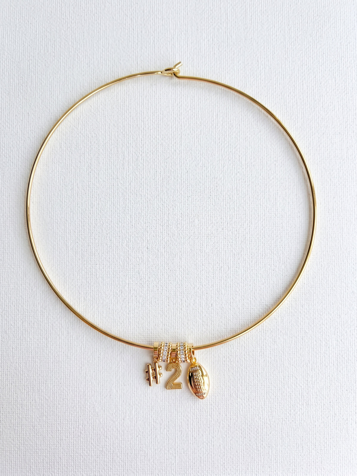 Lux Football Collar Necklace with Number Charms