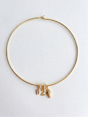 Lux Football Collar Necklace with Number Charms