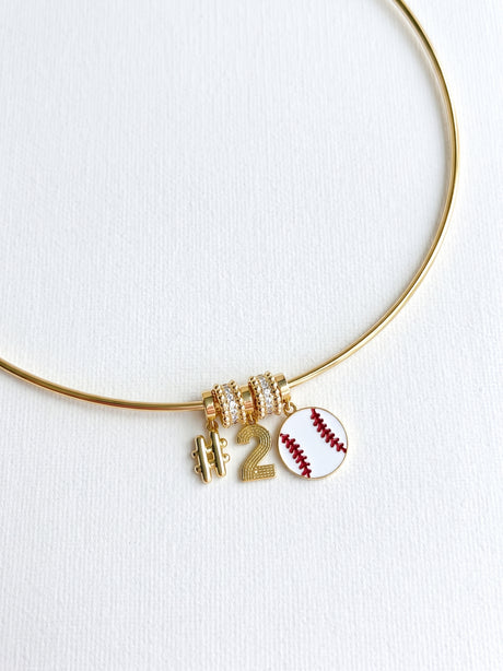 Red Baseball Collar Necklace with Number Charms