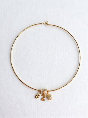 Lux Baseball Collar Necklace with Number Charms