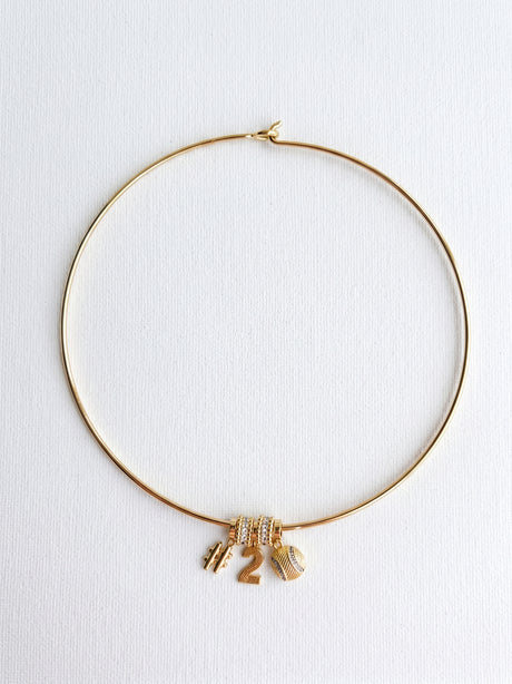 Lux Baseball Collar Necklace with Number Charms