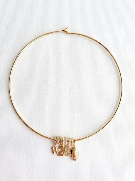 Lux Football Collar Necklace with Number Charms