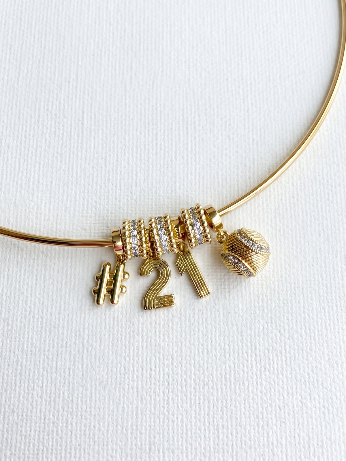 Lux Baseball Collar Necklace with Number Charms