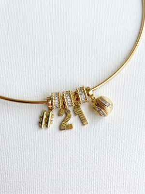 Lux Baseball Collar Necklace with Number Charms