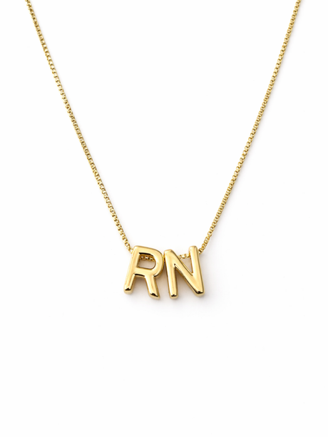 Nurse Gold Letter Slide Necklace