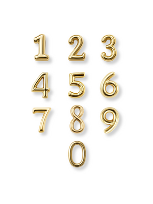 The Numerical Slide Charm Number 0 from the Kinsey Designs Collection features a gold number 0 displayed in one of three columns on a white background.