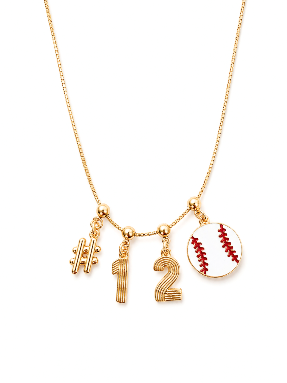 Baseball Charm Necklace with Groove Grip Numbers
