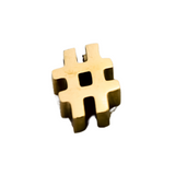 A gold Number Symbol Spacer Slide from the Kinsey Charm Bar collection, isolated on a pristine white background.