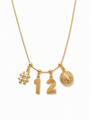 Lux Baseball Charm Necklace with Groove Grip Numbers