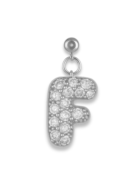 Silver Bubble Letter Grip Charm