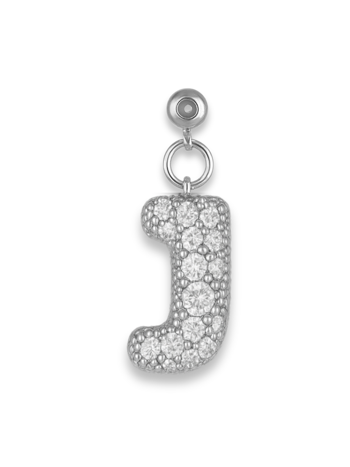 Silver Bubble Letter Grip Charm