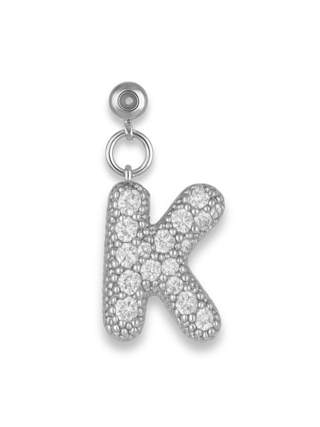 Silver Bubble Letter Grip Charm