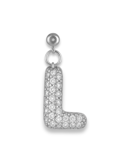 Silver Bubble Letter Grip Charm