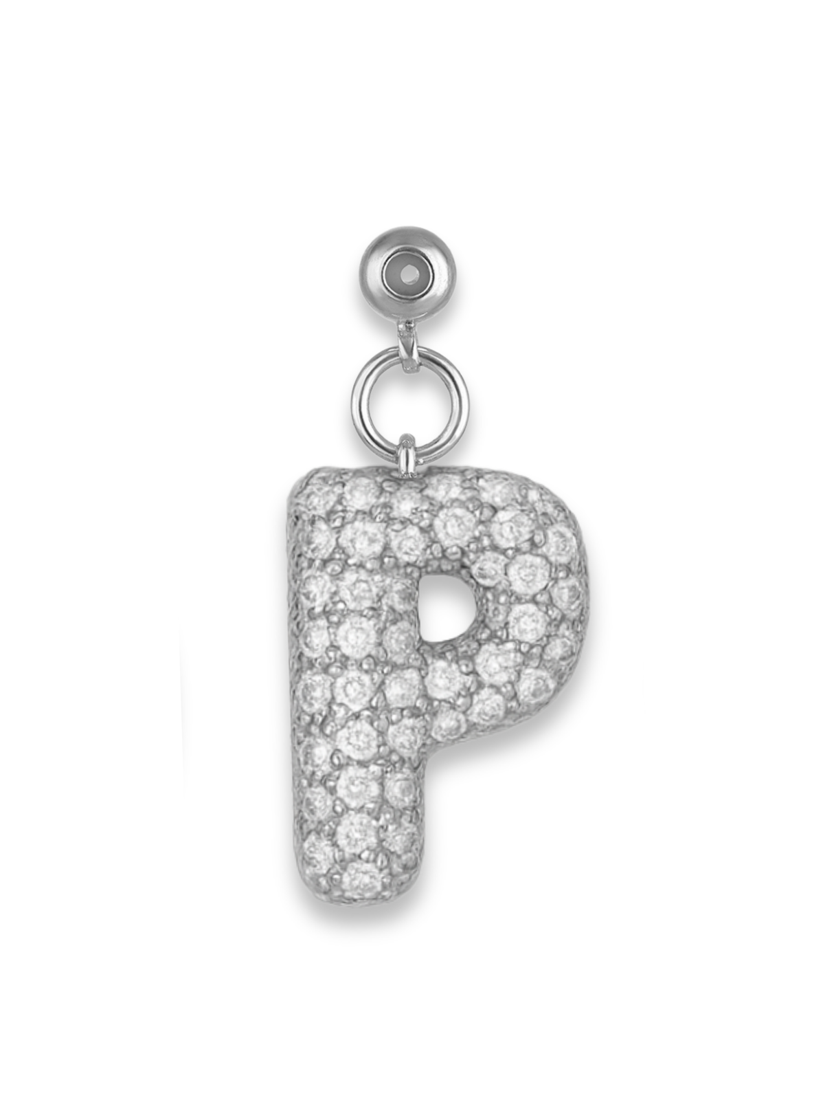Silver Bubble Letter Grip Charm