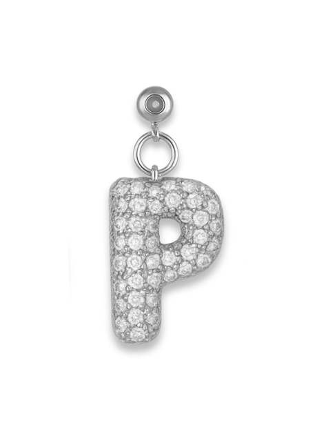 Silver Bubble Letter Grip Charm