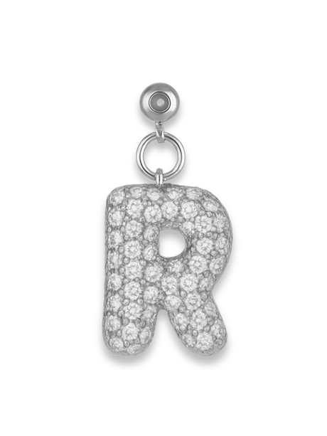 Silver Bubble Letter Grip Charm