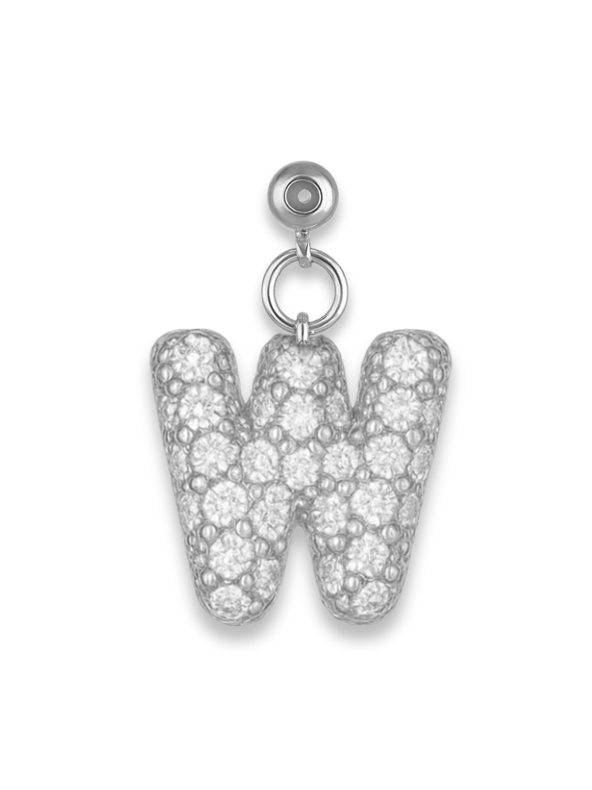 Silver Bubble Letter Grip Charm