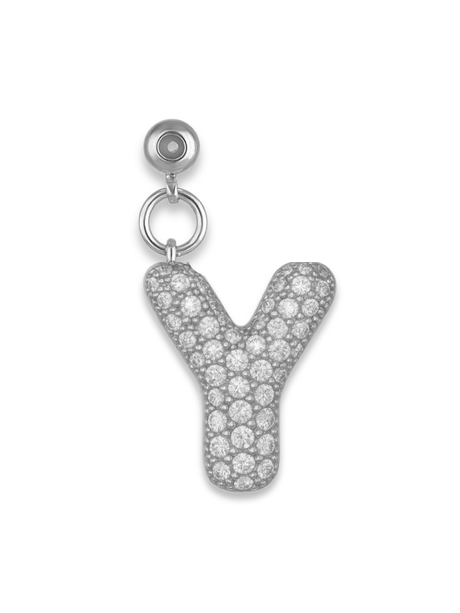 Silver Bubble Letter Grip Charm