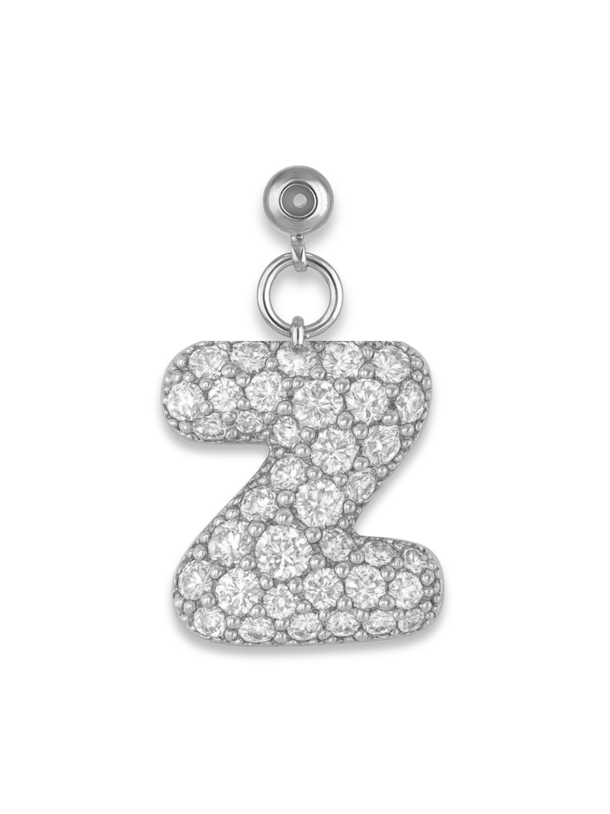 Silver Bubble Letter Grip Charm