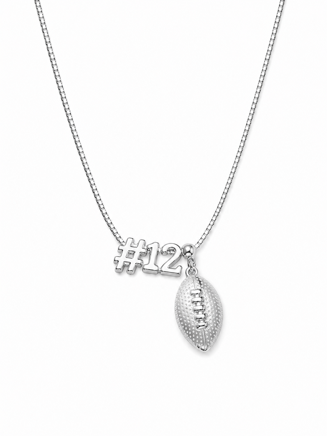 Silver Football Charm Necklace with Slide Numbers
