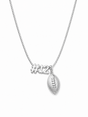 Silver Football Charm Necklace with Slide Numbers