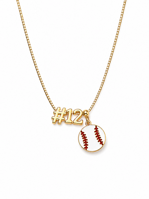 Baseball Charm Necklace with Slide Numbers