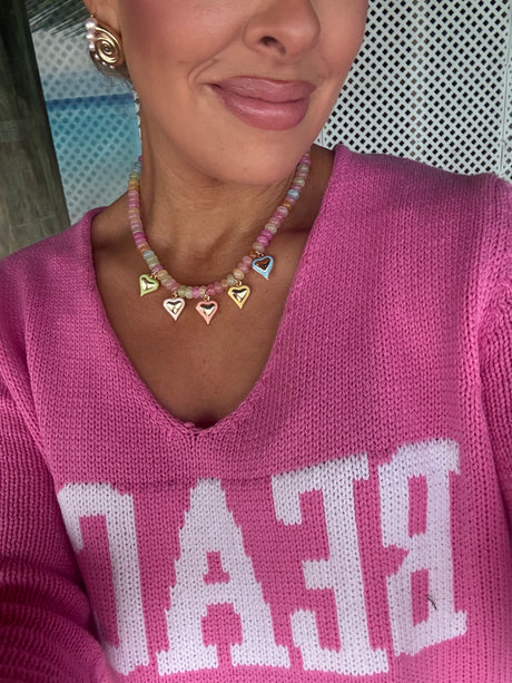 McGuire Multi Heart Charm Necklace