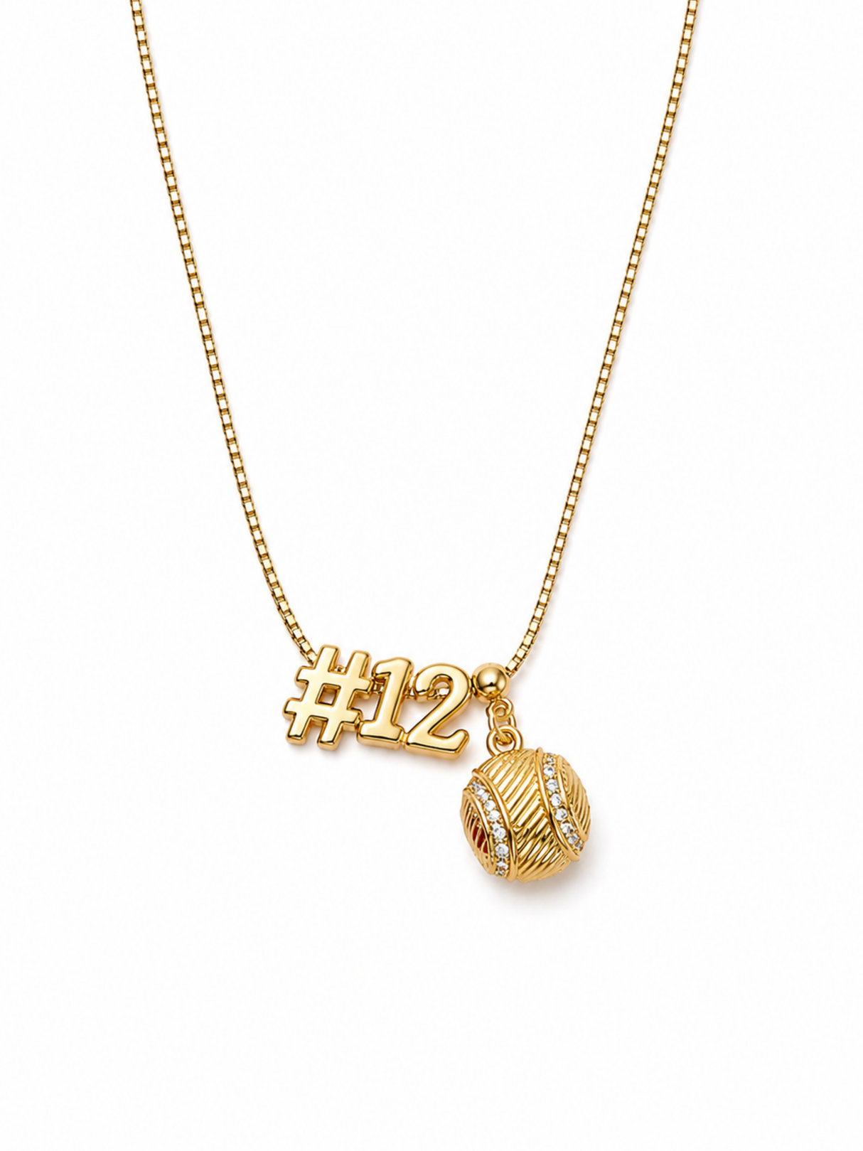 Lux Baseball Charm Necklace with Slide Numbers