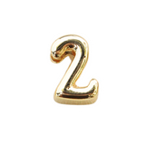 A gleaming gold-filled Numerical Slide "2" from the Kinsey Charm Bar collection, set against a pristine white background.