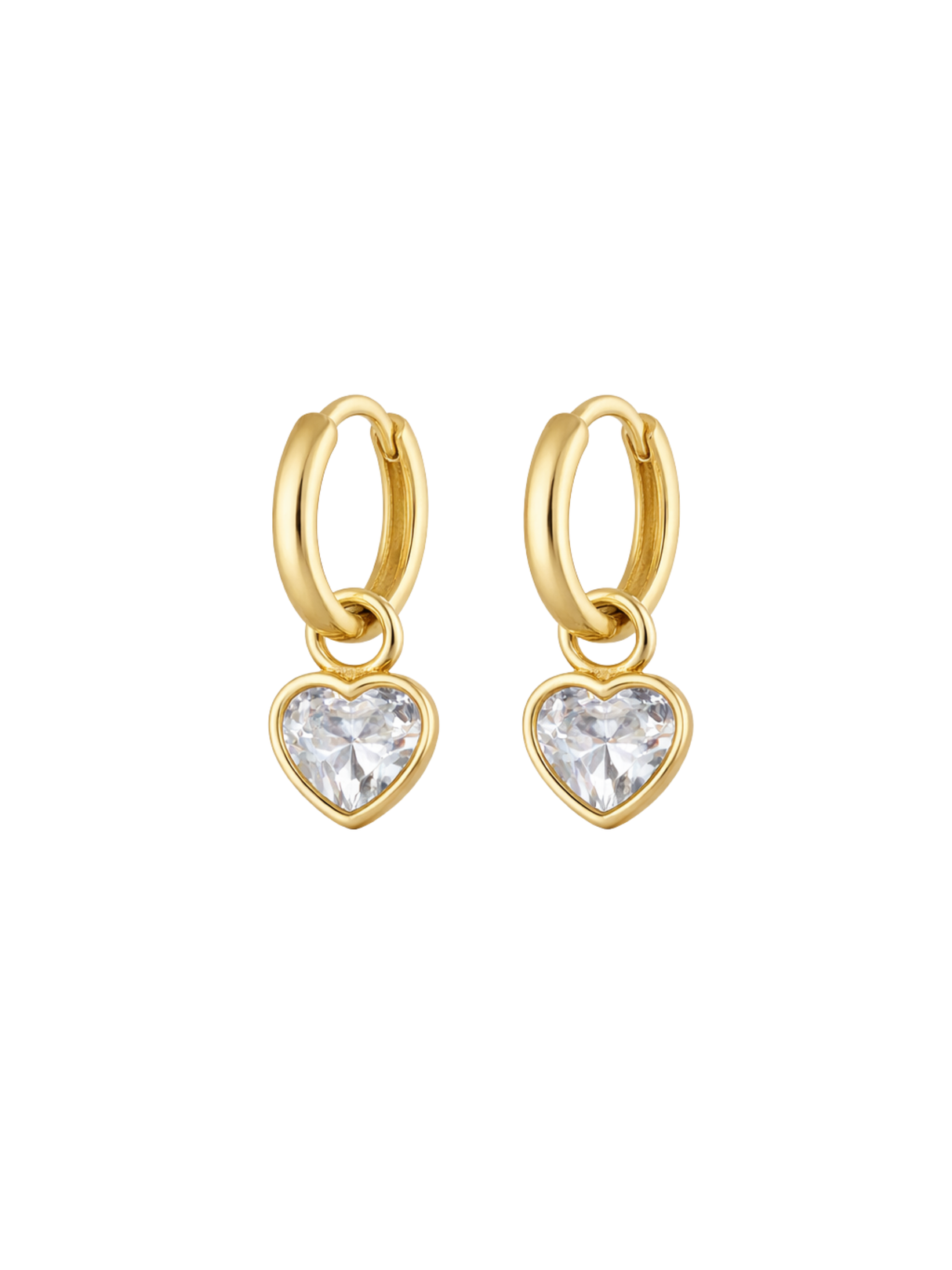 Bezel Heart Huggie Earring