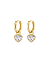 Bezel Heart Huggie Earring