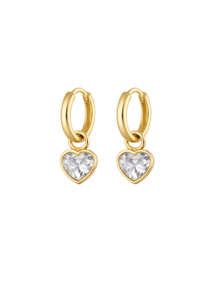 Bezel Heart Huggie Earring