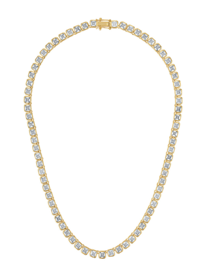 The Blaire Square Tennis Necklace by Kinsey Designs features square clear gemstones evenly spaced along the chain, secured with a top clasp.