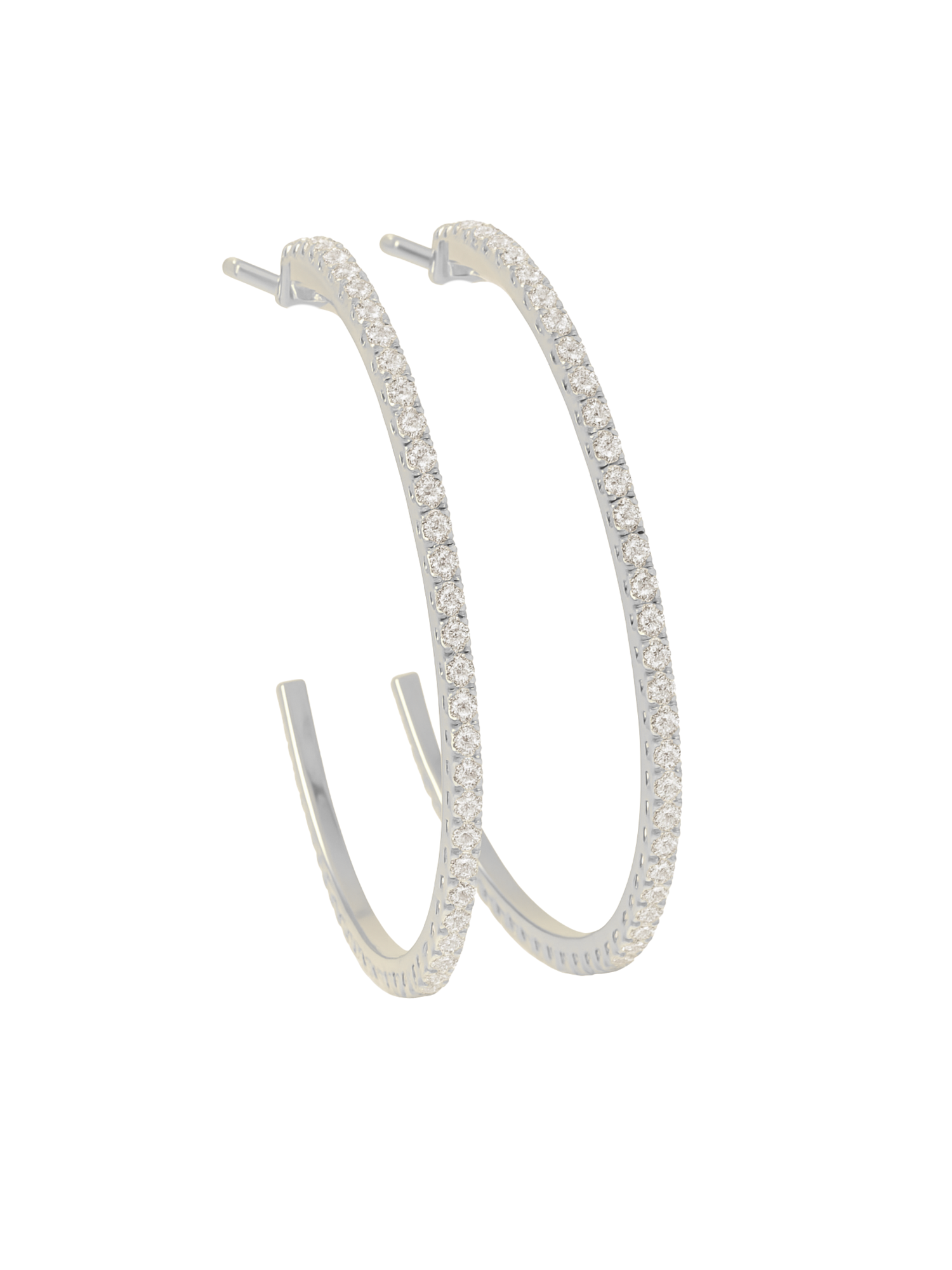 Blaze Hoop Silver by Kinsey Designs—silver hoop earrings with sparkling cubic zirconia on rhodium-plated brass, shown against a white background.