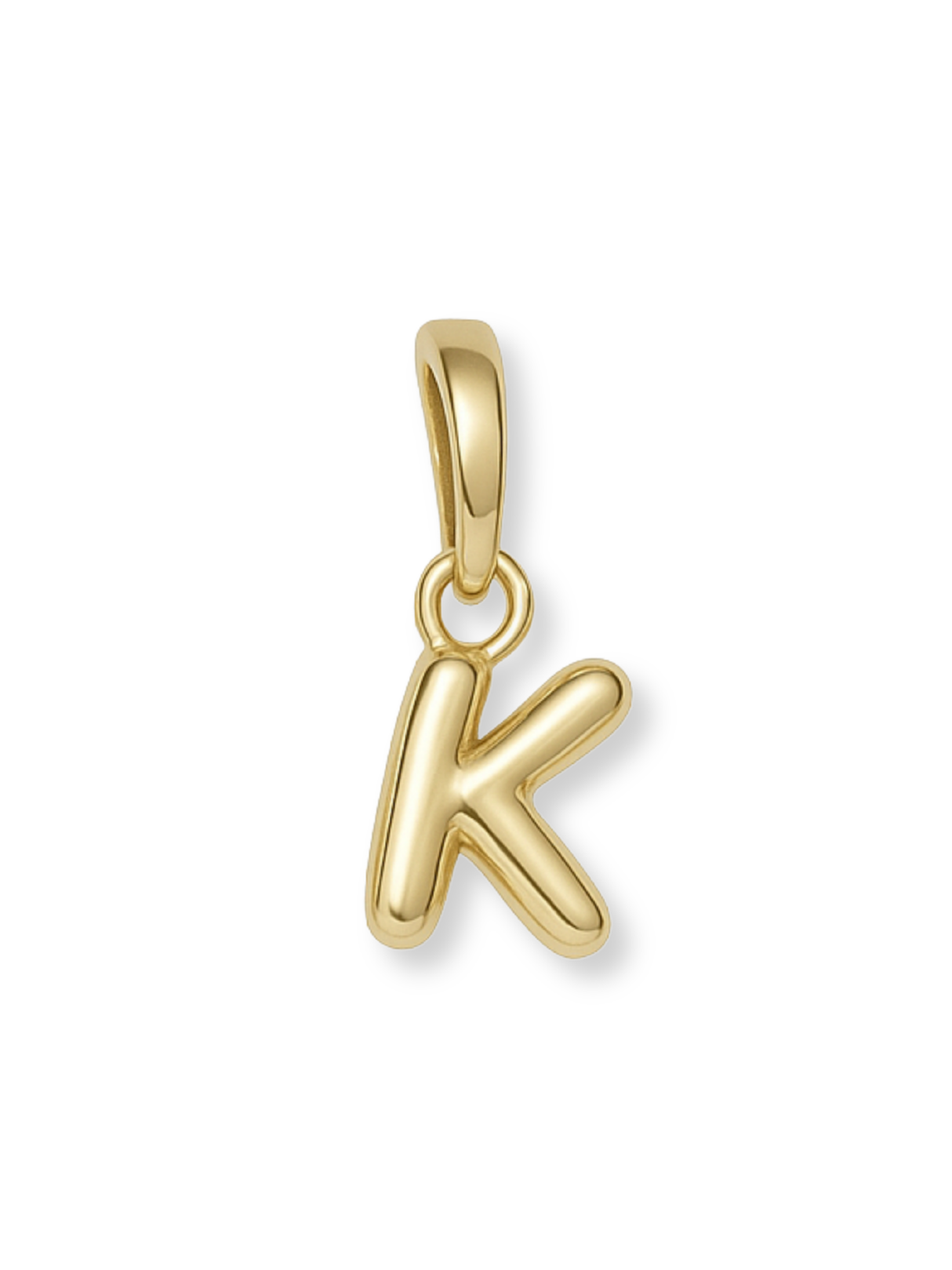 Gold Bubble Initial Clip Charm Letter K