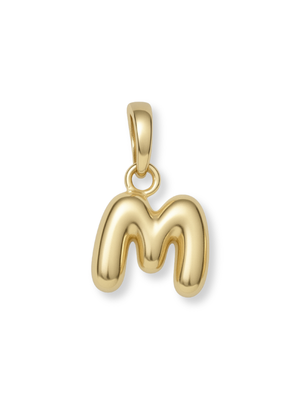 Gold Bubble Initial Clip Charm Letter M