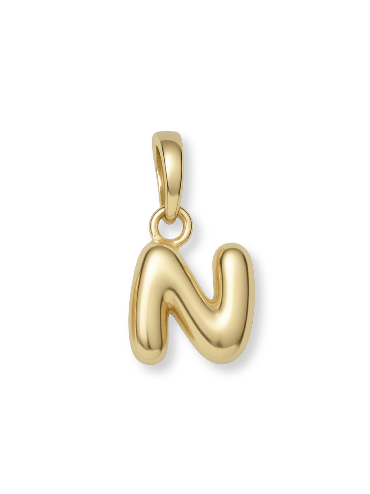 Gold Bubble Initial Clip Charm Letter N