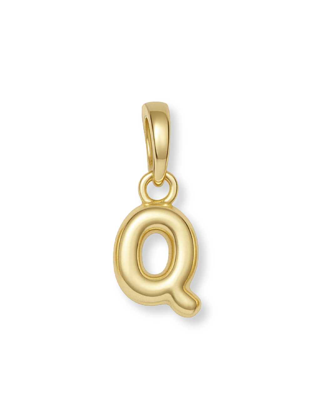 Gold Bubble Initial Clip Charm Letter Q