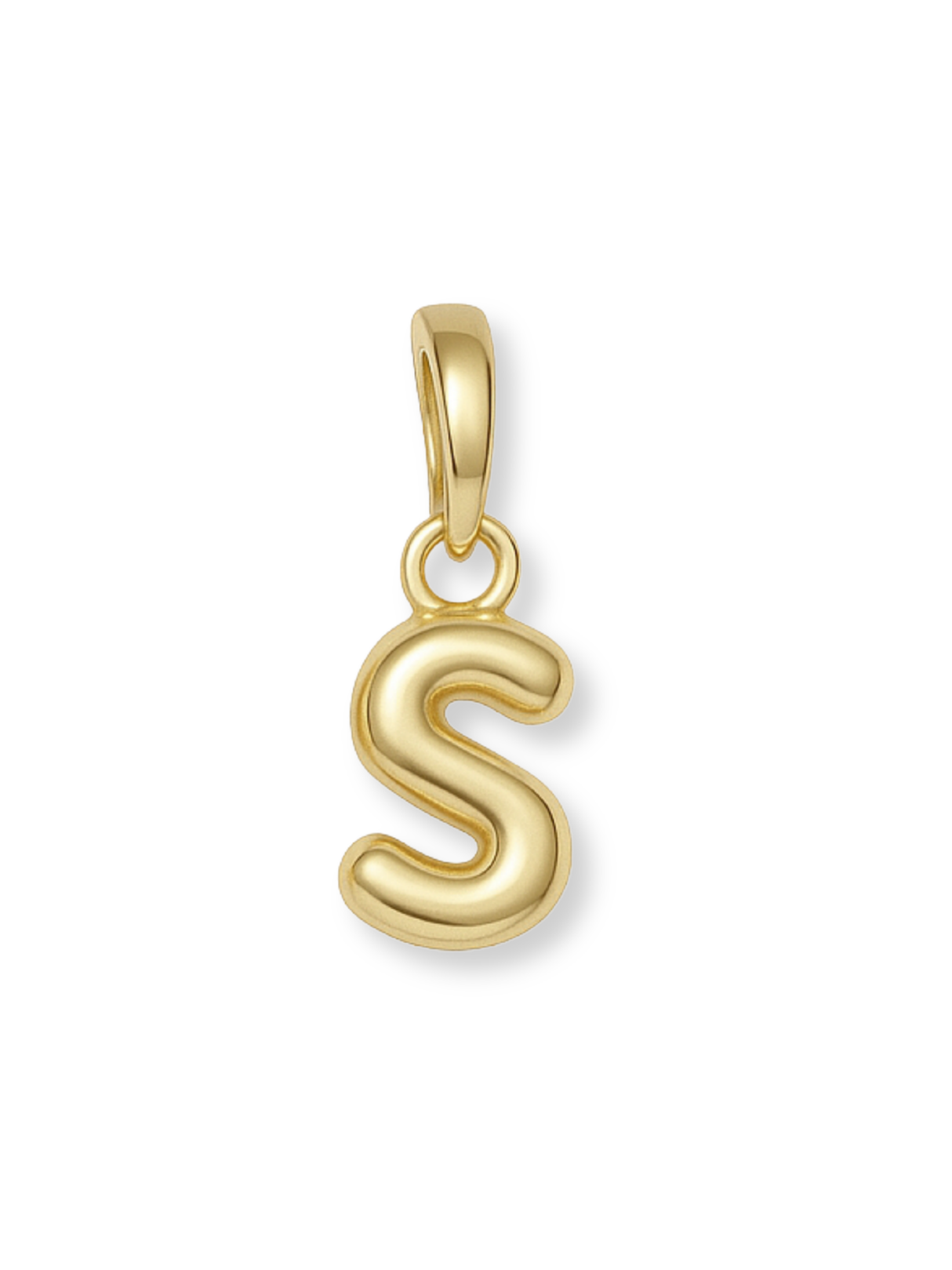 Gold Bubble Initial Clip Charm Letter S